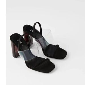 Zara Suede Block Heel Sandals